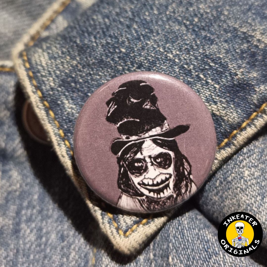 Babadook Button – Spooky Horror Pin for Cult Film Fans - Inkeater Originals