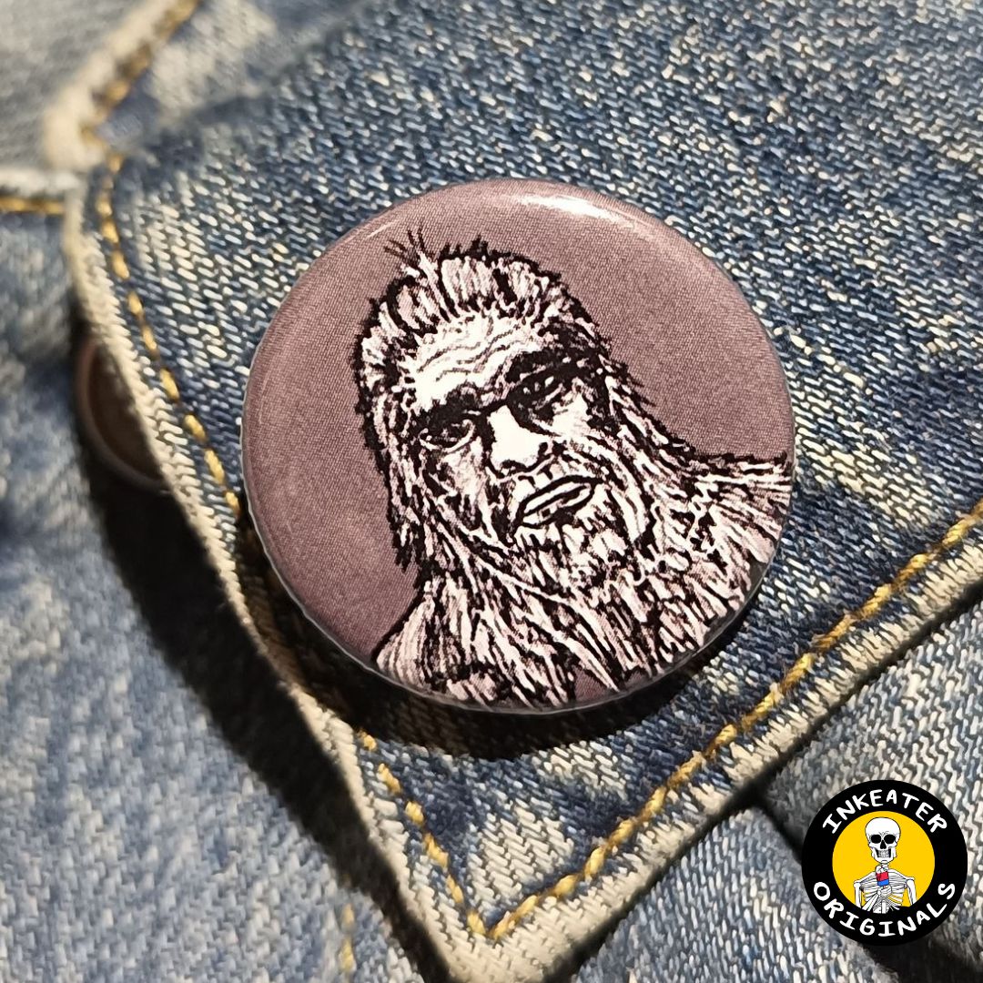 Bigfoot Button – Spooky Sasquatch Pin for Cryptid Fans