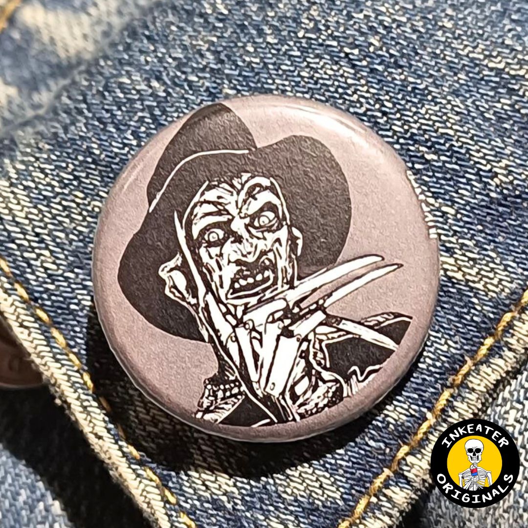 Freddy Krueger Pin Horror Button for Collectors & Fans - Inkeater Originals
