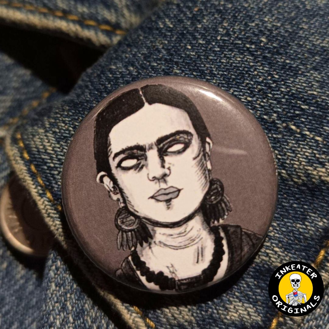 Frida Kahlo Zombie Pin – Spooky Art Gift for Artists & Horror Fans