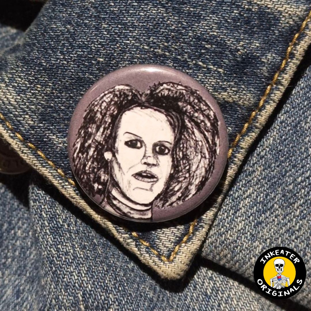 Hypodermic Sally AHS Button – Spooky Fan Art Gift- Inkeater Originals