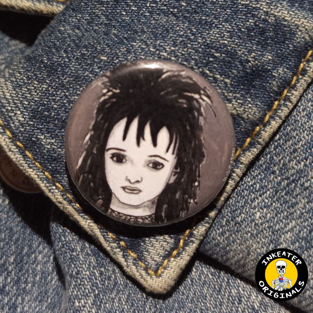 Lydia Deetz Beetlejuice Pinback Button – Gothic Horror Gift