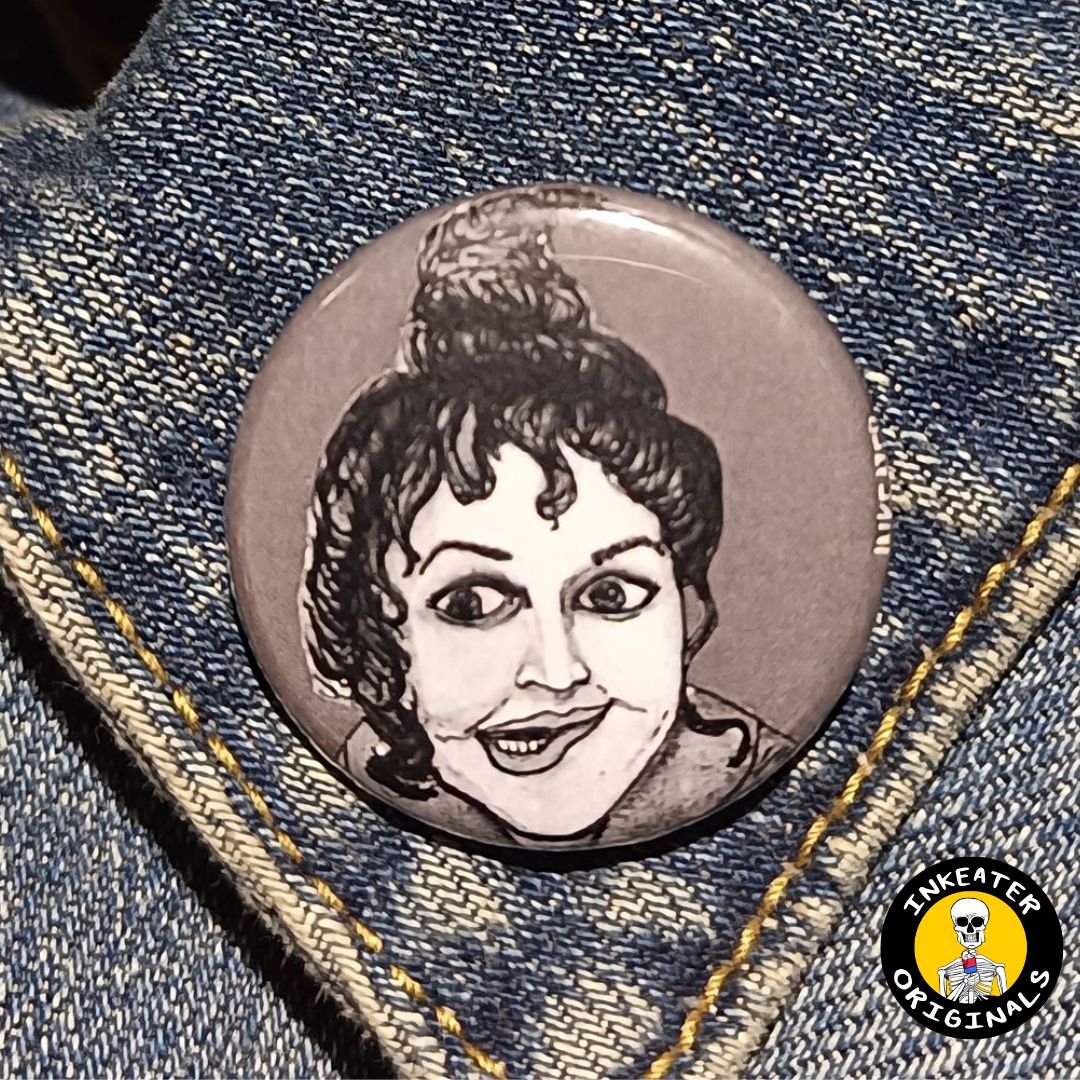 Mary Sanderson Hocus Pocus Pin – 1.25 Witchy Horror Button- Inkeater Originals