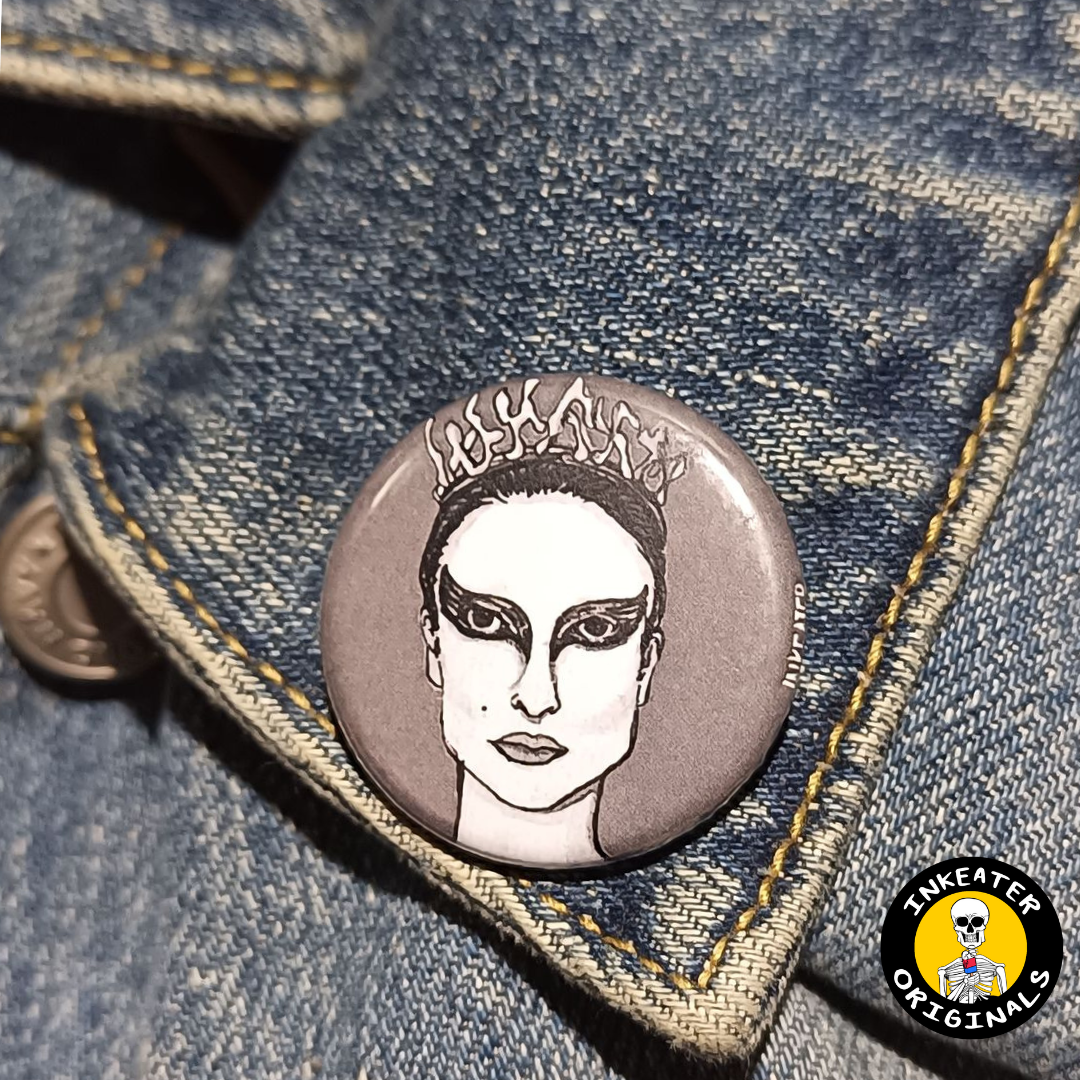 Nina Black Swan Pinback Button – Horror Ballet Cult Film Gift