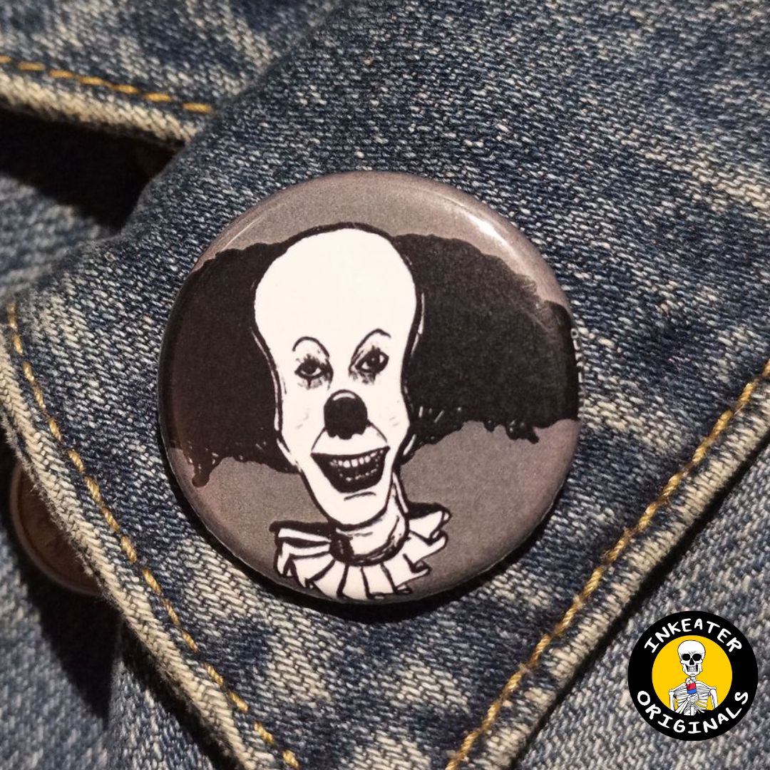 Pennywise Pinback Button – Creepy Horror Gift for IT Fans - Inkeater Originals