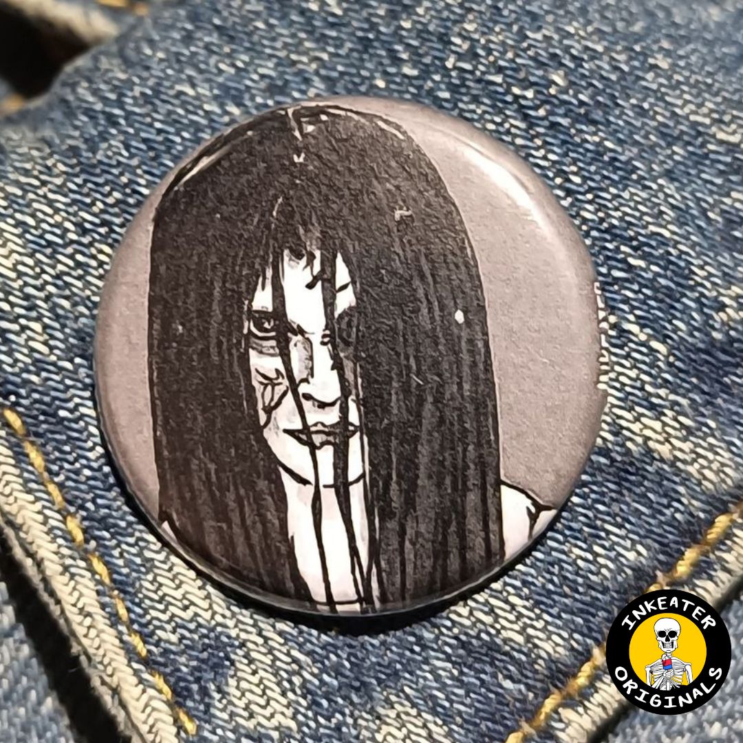 Samara Ring Horror Pinback Button – Creepy Cult Classic Design - Inkeater Originals (1)