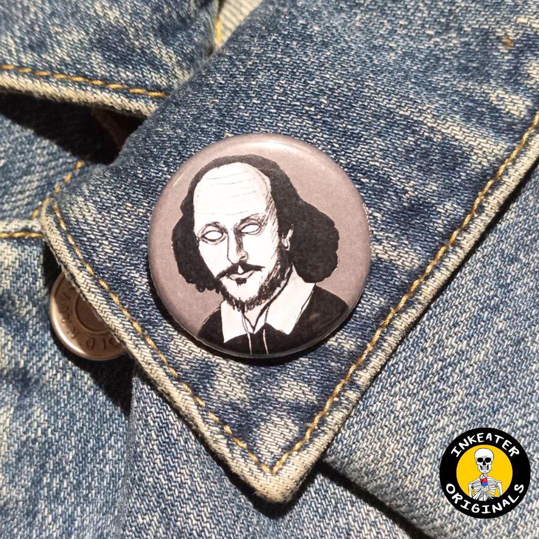 Shakespeare Zombie Pin – Spooky Gift for Writers & Horror Fans