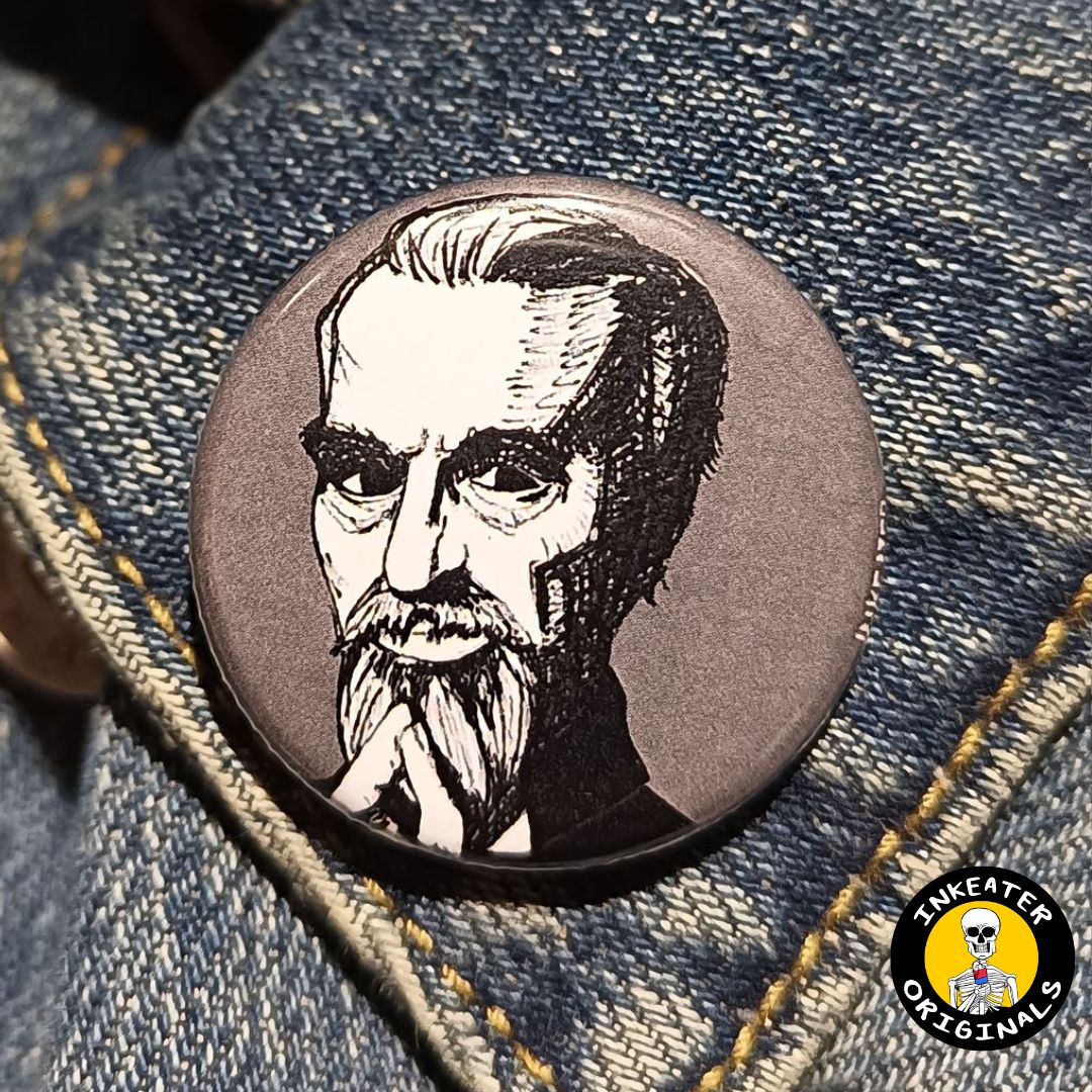Sir Christopher Lee Pinback Button – Horror Icon Gift - Inkeater Originals