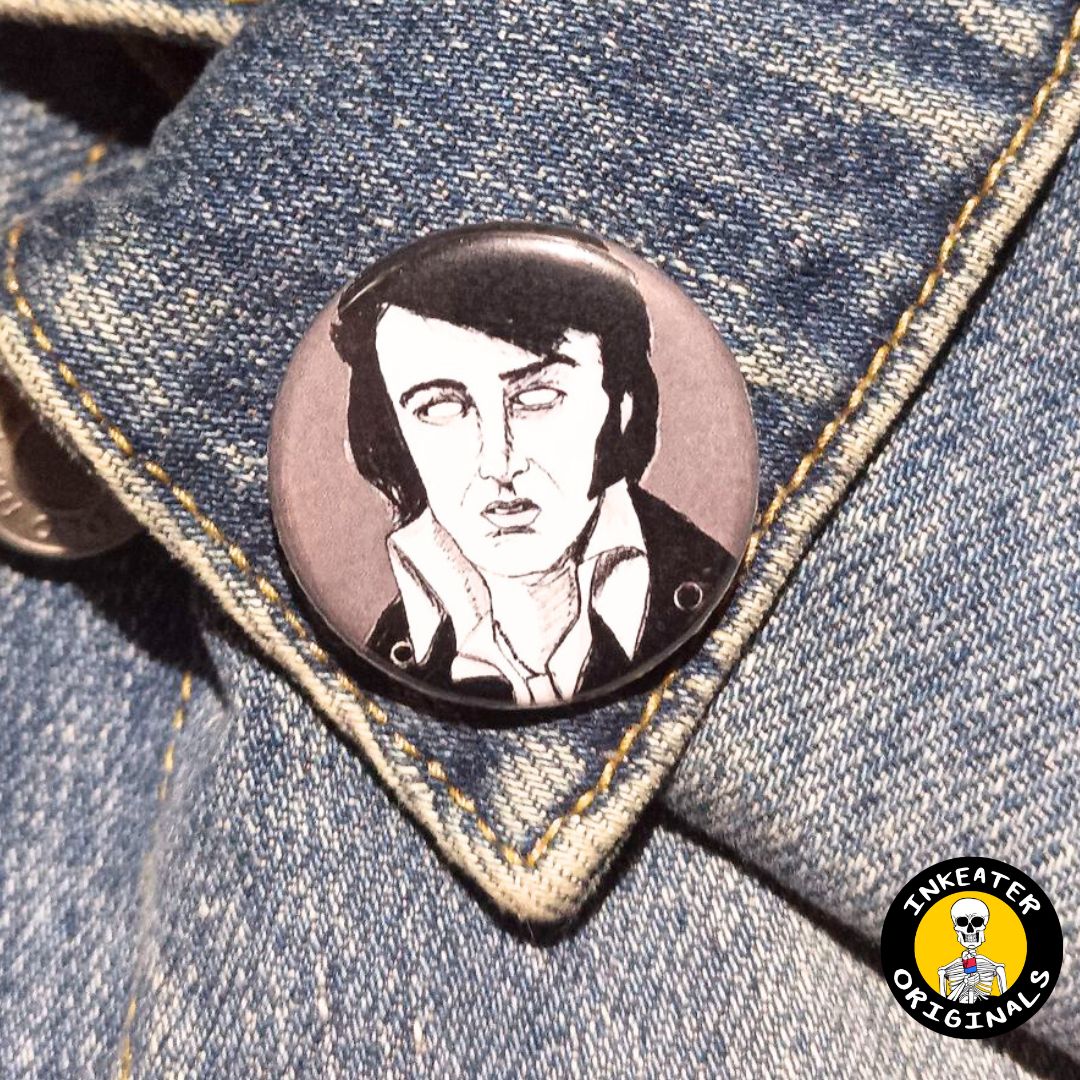 Zombie Elvis Presley Pin – Spooky Rock 'n' Roll Button Gift