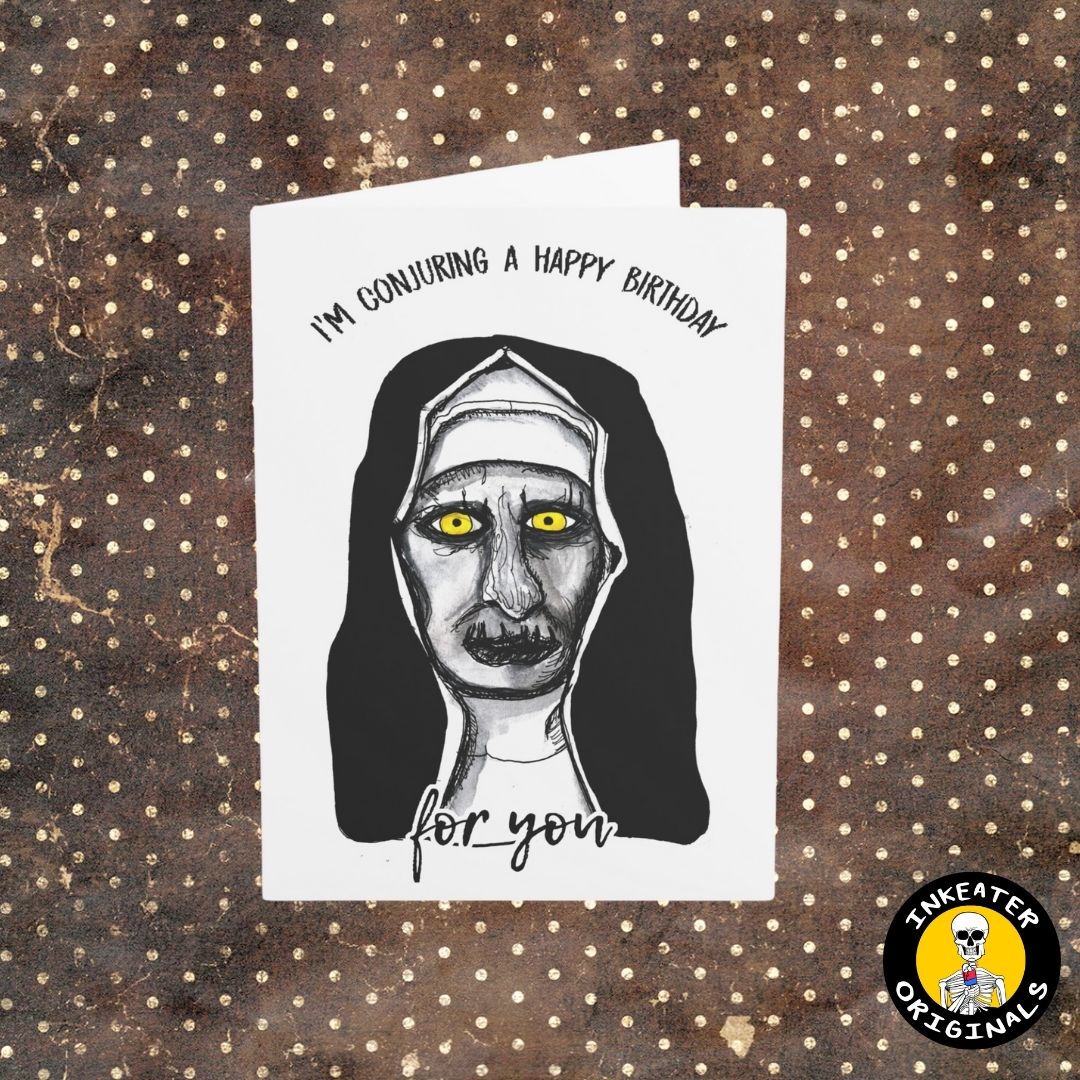 Spooky birthday wishes with our horror themed cards Conjure a great one with this card! Perfect for horror enthusiasts. Get yours now!